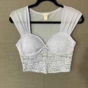 Bozzolo Lace Crop Top Sweetheart Neckline Size L Coquette Milkmaid Y2K